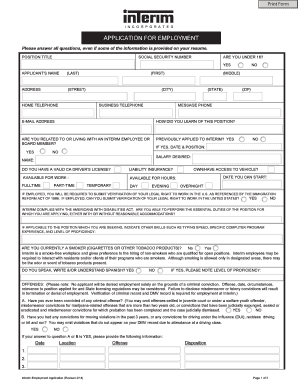 California Employment Application Form