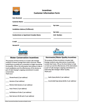 Lake Oswego Water Conservation Incentives Form