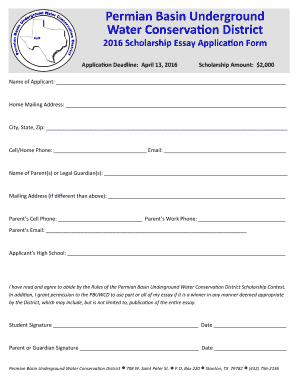 Scholarship format - 2016 Scholarship Essay Application Form - Permian Basin UWCD