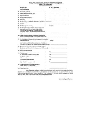 Urban Self Employment Programme Application Form