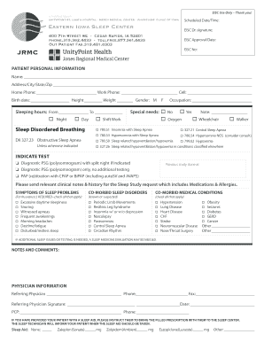 Sleep Study Request Form