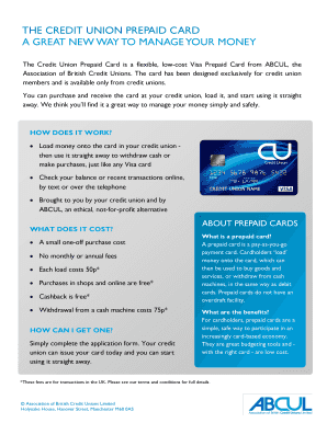 Credit Union Prepaid Card Application Form