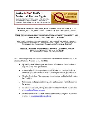 Membership Form for Optional Protocol to ICESCR