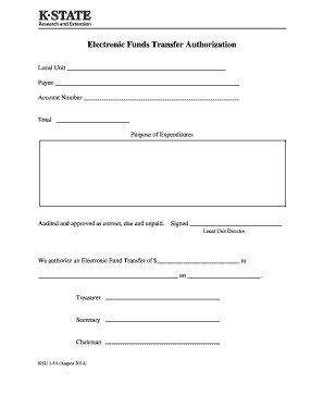 Electronic Funds Transfer Authorization