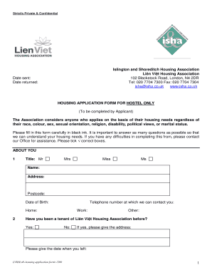 Housing Application Form for Hostel