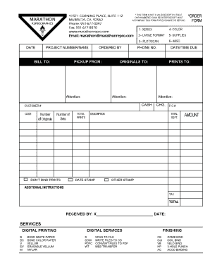 Printing Order Form