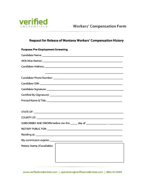 Workers Compensation History Release Form