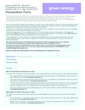 Feed-in Tariff Declaration Form