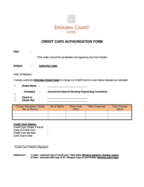 Credit Card Authorization Form