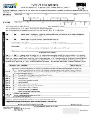 Florida Infant Risk Screen Form