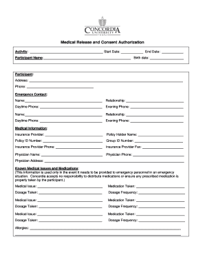 Medical Release and Consent Authorization