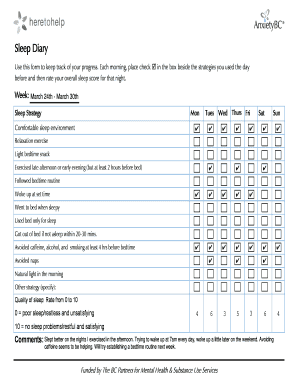 Sleep Diary Form