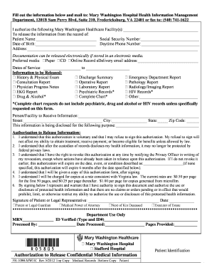 Authorization to Release Confidential Medical Information