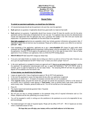 New York Apartment Rental Application