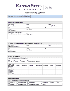 Student Internship Application Form