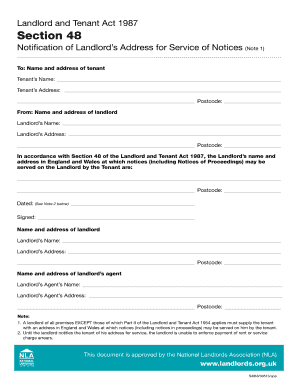 Landlord and Tenant Act 1987 Section 48 Notification