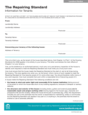 Landlord Notice of Repairing Standard