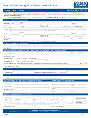 Deposit Power Long Term Guarantee Application