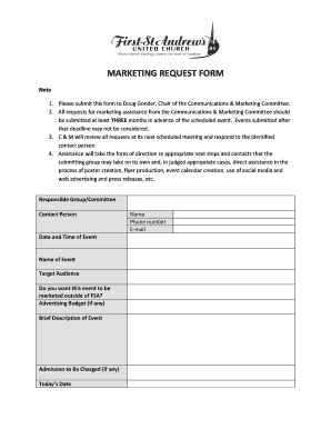 Sample marketing proposal - MARKETING REQUEST FORM - First-St Andrews United Church