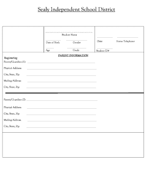 Sealy ISD Student Registration Form