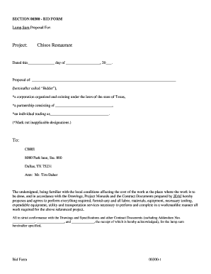 Texas Lump Sum Proposal Form