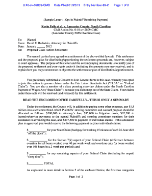 Sample Letter 1 Opt-in Plaintiff Receiving Payment Kevin Faile et ...