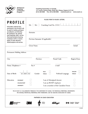 3M NCCP Coaching Certification Form