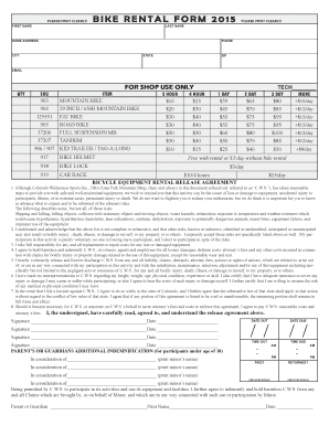 Bike Rental Form 2015