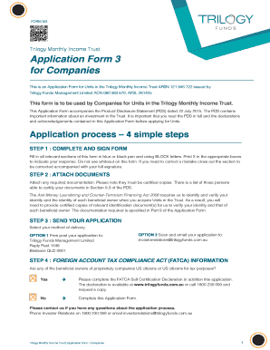 Trilogy Monthly Income Trust Application Form