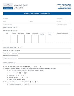 Medical and Genetic Questionnaire