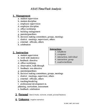 ASAS Time/Task Analysis Form