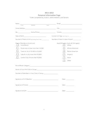 4-H Intermediate Recordbook Checksheet
