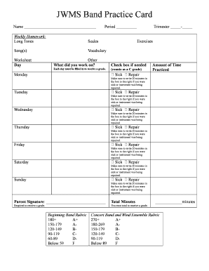 band practice card