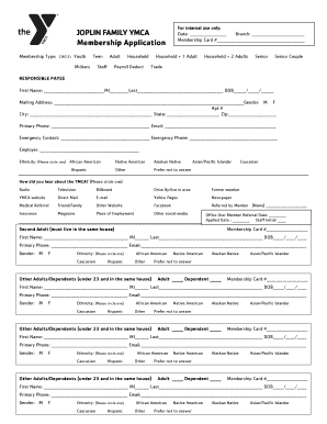 JOPLIN FAMILY YMCA Membership Application - joplinfamilyy