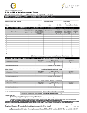 FSA or HRA Reimbursement Form