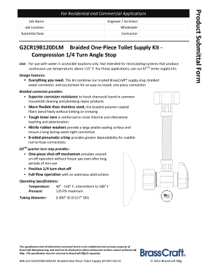 Product Submittal Form for Toilet Supply Kit