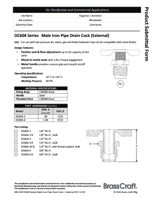 DC604 Series Male Iron Pipe Drain Cock Specification