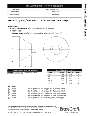 Product Submittal Form for Chrome-Plated Bell Flanges