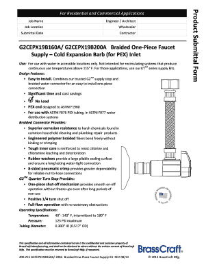 Braided One-Piece Faucet Supply Kit Submittal Form