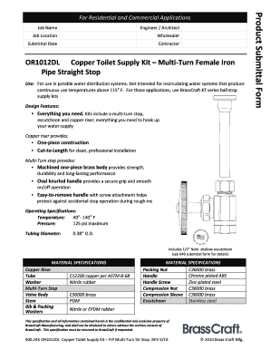 Copper Toilet Supply Kit Submittal Form