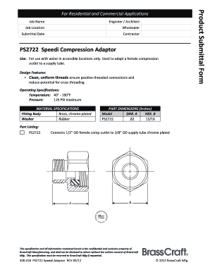 Product Submittal Form for Speedi Compression Adaptor