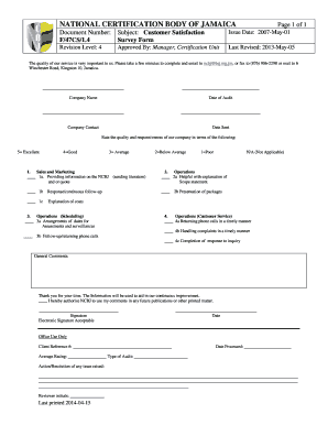 Customer Satisfaction Survey Form