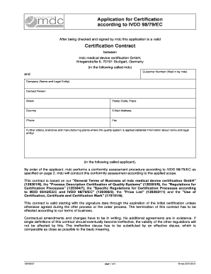 Application for Certification according to IVDD 98/79/EC Certification ...