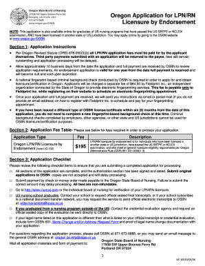 Oregon LPN/RN Licensure by Endorsement Application