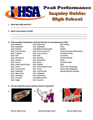 Illinois High School Association Activity Worksheet