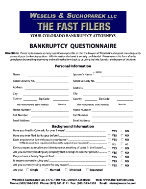 Colorado Bankruptcy Questionnaire