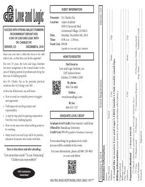 Love and Logic Event Registration Form