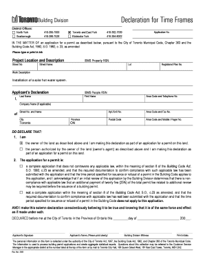 Toronto Building Permit Application Declaration