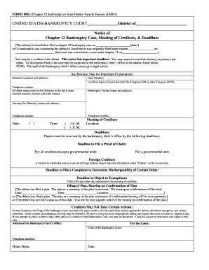 Chapter 12 Bankruptcy Case Notice