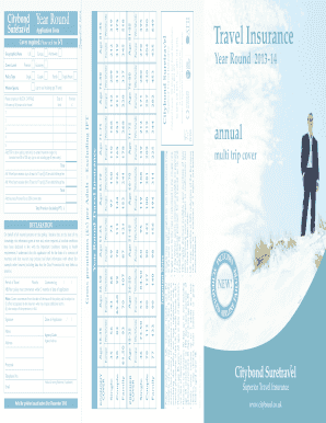 UK Europe Worldwide Travel Insurance Application Form